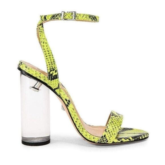 Schutz Valencia Green Neon Snakeskin Clear Heels Size 36 - Picture 2 of 7